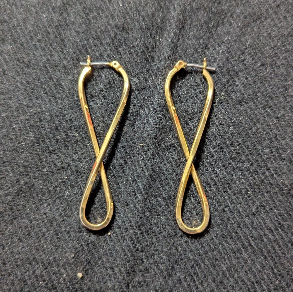 Gold Tone Infinity Symbol Hoop Statement Earrings
